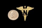 Nurse Caduceus Gold Color Pin Medical Insignia 1    Tall  p33-3 