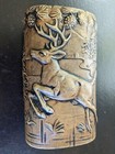 Vintage Bank Ceramic Deer And Bear Pine Forest Cones Tree Stump Woods Motif 6 