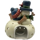Snowman Couple Votive Tea Light Candle Holder Winter Christmas Luminary Yankee
