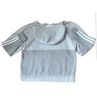 Adidas Grey Heather Fleece Hoodie 3-stripe Sleeve Front Flap Pocket Youth Xl