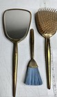 Golden Wheel Art Deco 5 Pc Vanity Set Bubble Glass Jar Hand Mirror Brush Comb Us