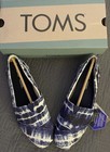Toms Women   s Canvas Slip-on Flats Blue white Tie Dye Us 8 5 Eu 39 Uk 6 5