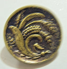 Antique Gold Tone Metal Botanical Motif Floral Picture Collector Button 51084