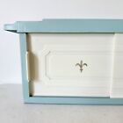 Vintage Mcm Blue Plastic Bathroom Medicine Cabinet With Sliding Doors Storage