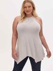Torrid Gray Embroidered Handkerchief High Neck Tank Top  New