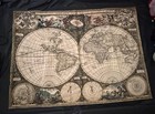 Vintage Old World Map Tapestry Wall Hanging 53x38 Fine Art Tapestries