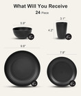 Quatish 24 Piece Plates And Bowls Sets Of 6  Unbreakable Wheat Straw Dinnerware