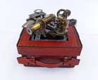 Nautical Brass Working Sextant Antique Maritime With Leather Case Vintage