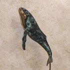 Brass Humpback Whale Sculpture Marble Base 15 5  Tall Vintage
