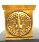 Vtg Northwest Coast Indian Haida Copper Storage Box -beaver  Raven   Sun Symbols