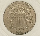 1874 Shield Nickel  No Rays Vf 