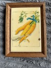 Vintage Wall Hanging Art Tile Carrots And Ladybug Rectangular Framed Usa