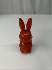 Vintage Hard Celluloid Plastic Red   White Bunny Rabbit 1950 s