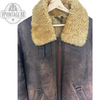 Vintage B-3 Aviator Bomber Jacket Brown Sheepskin Shearling Leather Flight