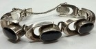 Vintage Taxco Mexico  ta-75  Sterling Silver   Black Onyx Modernist Bracelet