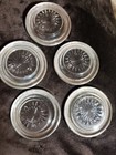 Drink Coasters Silverplate And Glass Vintage Set Of 5 Silverplated