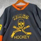Vintage Y2k Skull Hockey Jersey Men s Medium Black Orange Streetwear  33