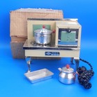 Vtg Empire Toy Stove Electric Child s Metal Ware Range Dishes Works Original Box