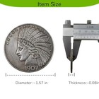 Indian Head Commemorative Coin Replica 2pcs Set     Antique Silver Plated Brass