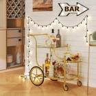    medimall Rolling Bar Cart  Wine Tea Serving Cart With 3-tier Shelf   4 Wheel   