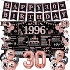 Rose Gold 30th Birthday Decorations For Women     37pcs Happy 30th 30 1996