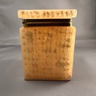Vintage Alabaster Hand Carved Hinged Trinket Box Gold Rose Tone Accents 4 Inch