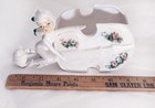 1950 s Lefton Pixie Fairy Lusterware Iridescent White Cello Violin Vintage Vase