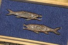 19th C   Large Fish Salmon Menuki  - Japanese Samurai Sword  Tsuba Fuchi Kashira
