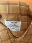 Vintage 1950s   1960s Arrow Mens  Summer Plaid Mustard  Shirt Sz  M Mad Men