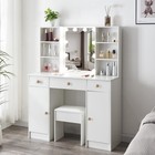 White Dressing Table Set W  10 Lights Mirror And 3 Drawers   Storage Cabinets