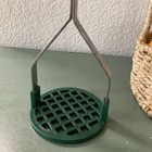 Vintage Potatoe Masher Green Base White Handle Stainless Steel