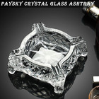 Vintage Cigar Ashtray Cut Glass Tobacciana Heavy Diamond Cut Art Glass