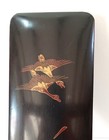 Vintage Japanese Lacquered Hand Painted Pen Storage Box Birds Cranes