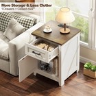 Farmhouse Nightstand With Charging Station  Set Of 2 Modern End Tables With L   