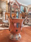 Vintage Mid Century Chrome Jeweled Ice Bucket With Jewels