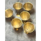 Vintage Brass Goblets Set Of 6 Etched Red Enamel India Boho Chalice Cordial Cups
