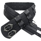 Black Viking Faux Leather Wide Corset Armor Belt Medieval Larp Costume