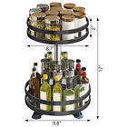 2 Tier Lazy Susan Spice Rack Metal Rotate Height Adjustable Seasoning Organizer 
