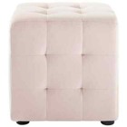 Contour Pink Tufted Button Cube Performance Velvet Ottoman