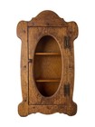 Vintage Antique Oak Wood Wall Curio Cabinet Oval Glass Door Medicine Chest 30 