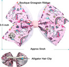 18pcs Hair Bows For Girls - 5 Inch Large Bow Alligator Clips For Girls Unicorn 