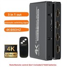 1pc 4k Hdmi Switch Splitter 3 Port Switcher Hub Ir Remote Hdtv 3 In 1 Out