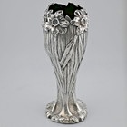 Rare Fabulous Sterling Silver Shiebler Art Nouveau Vase Floral Daffodils Leaves