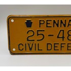 Vintage Pennsylvania Civil Defense License Plate Yellow Black Penna 25-488