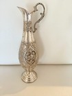 Vintage Persian Brass Etched Ewer Pitcher Vase Ornate Handle Middle Eastern