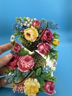 Vintage German Embossed Floral Basket Die Cut Scrap Sheet     Roses