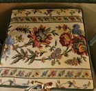 Vintage Craft Sewing Basket Box Tapestry Floral Woven Wicker 7x10