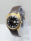 Vintage 1976 Timex Marlin Telephone Dial Day Date Hand Wind Gold Tone Mens Watch