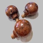 Lot Of 3 Matching Salvaged Turned Burlwood Newel Post Finial Stair Balls W  Stem