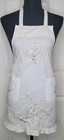 Vintage Full Apron Hand Embroidered Floral White Tie Waist Pockets Grannycore